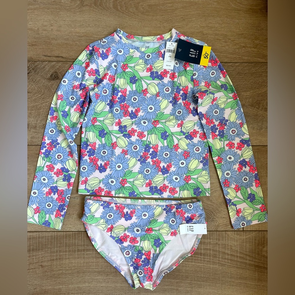 GAP Kids Floral Rashguard Set - Blue, Red, Green
